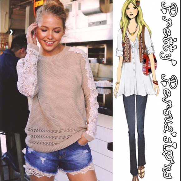 LAST 2‼️Crochet Knit Appliqué Raglan Sweater - Picture 2 of 7